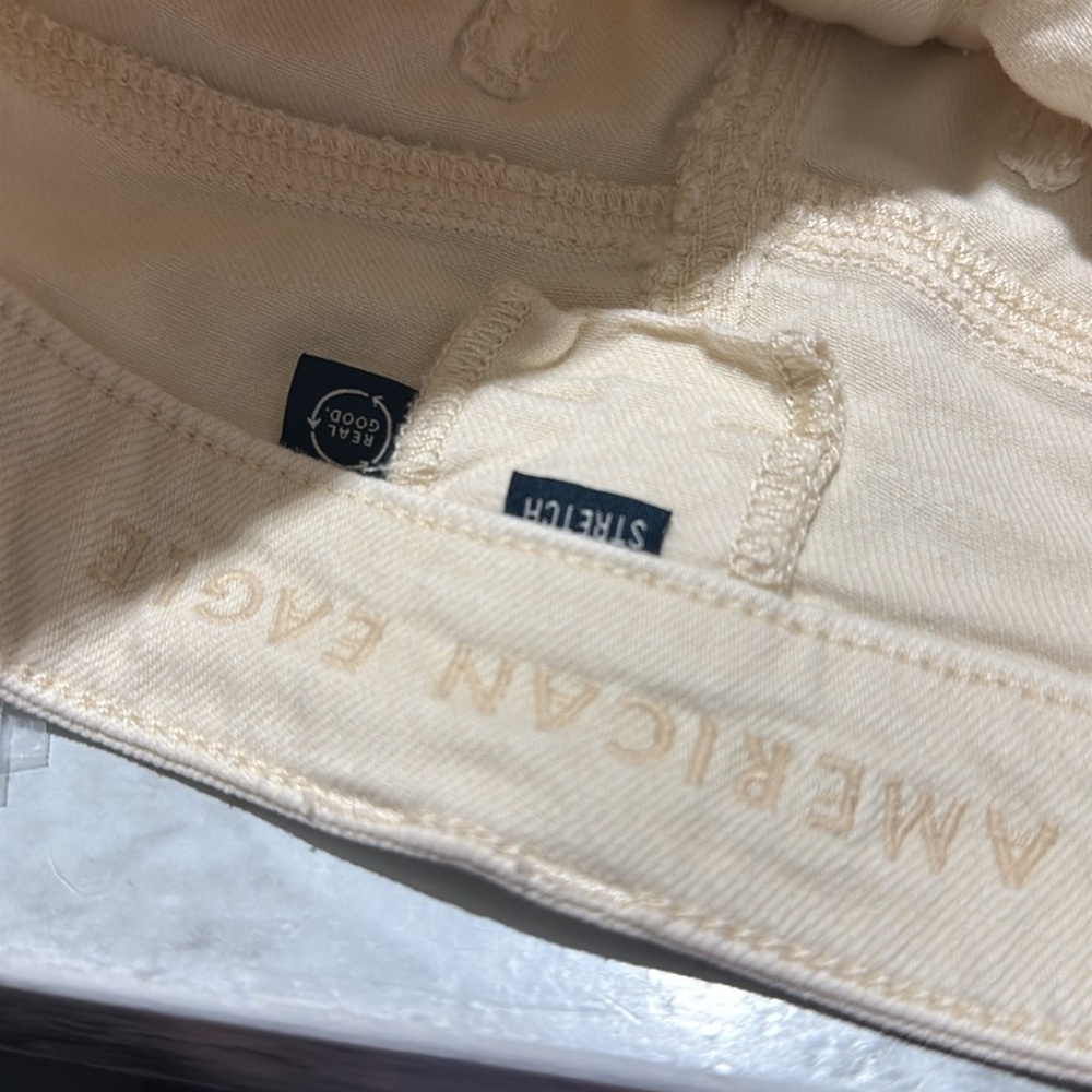 American Eagle AE Dreamy Drape Super High Rise Baggy Wide Leg Pant Stretch Cream - Picture 8 of 10